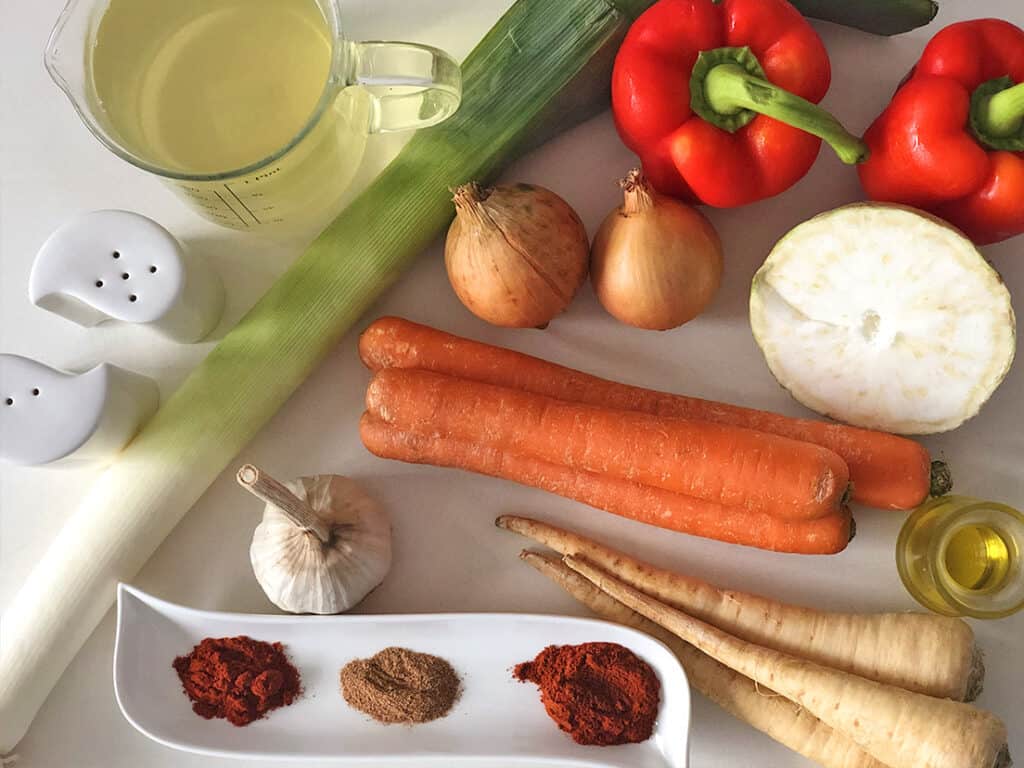Zupa jarzynowa krem z papryką - składniki przed przygotowaniem