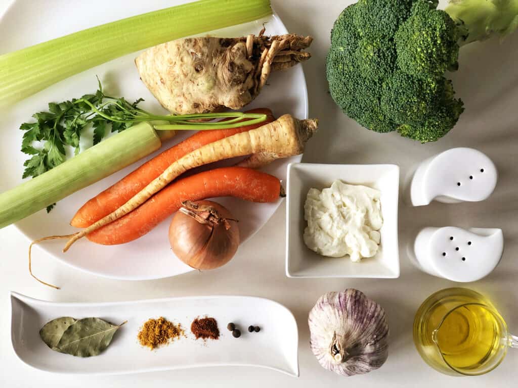 Krem z brokułów - składniki przed przygotowaniem