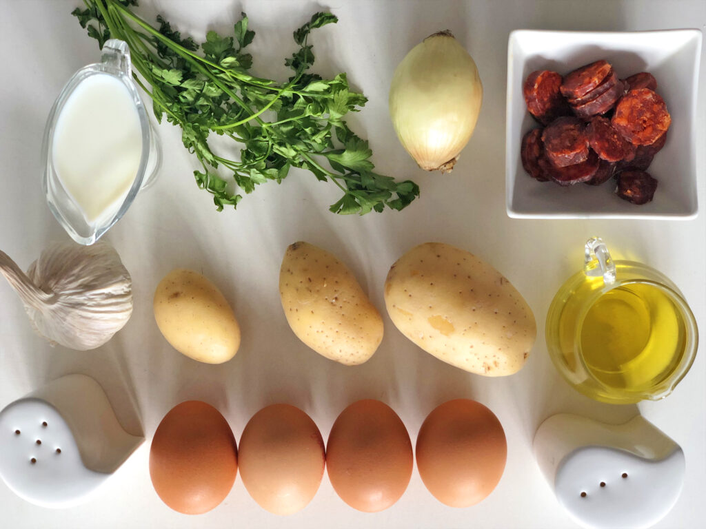Hiszpański omlet - składniki przed przygotowaniem