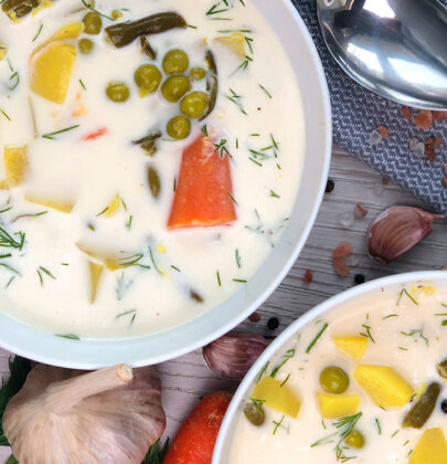 Zupa z fasolki szparagowej i groszku