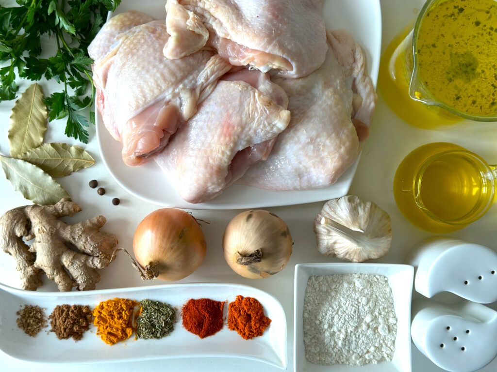 Udka kurczaka w sosie własnym - składniki przed przygotowaniem
