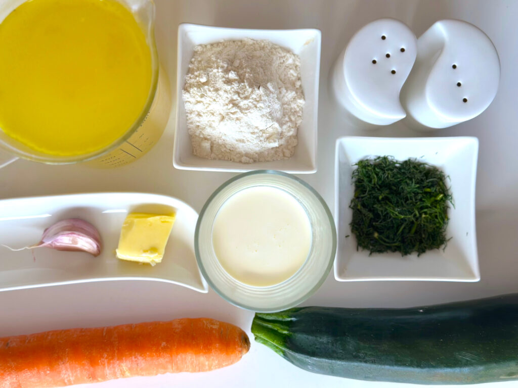 Zupa z cukinii i marchwi - składniki przed przygotowaniem