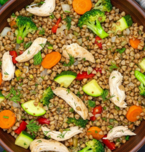 Kasza z warzywami i kurczakiem – szybki i tani fit obiad (30 minut)