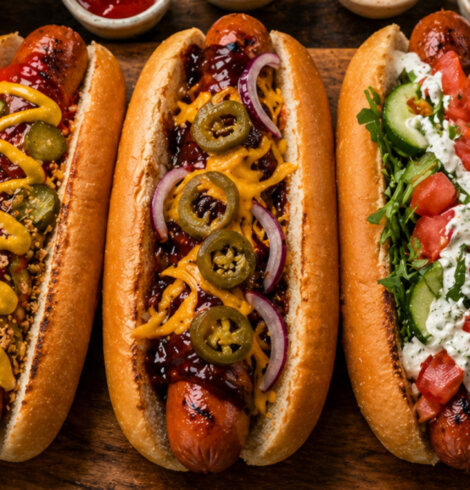 Hot dogi z grilla w trzech wersjach