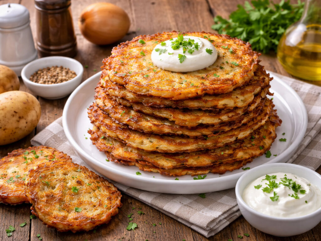 Placki ziemniaczane chrupiące - przepis domowy krok po kroku - gotowe danie