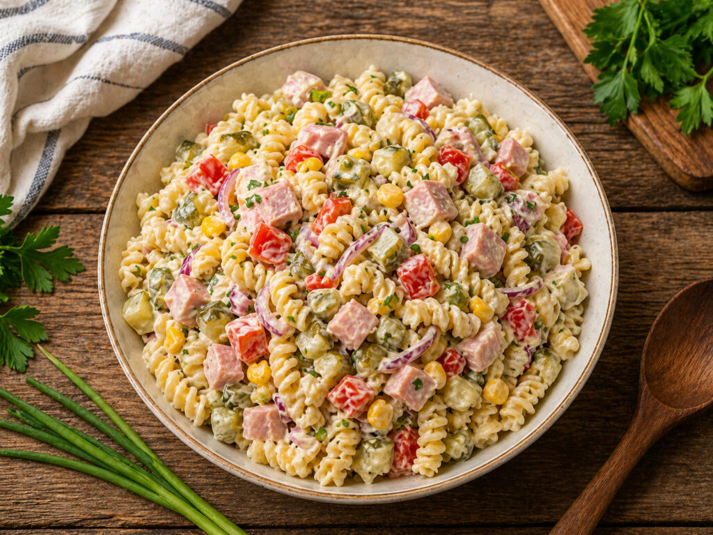 Sałatka makaronowa na grilla - tania i sycąca - gotowe danie