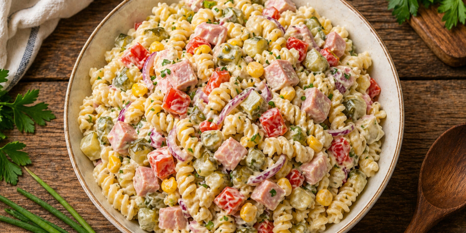 Sałatka makaronowa na grilla - tania i sycąca - propozycja przygotowania