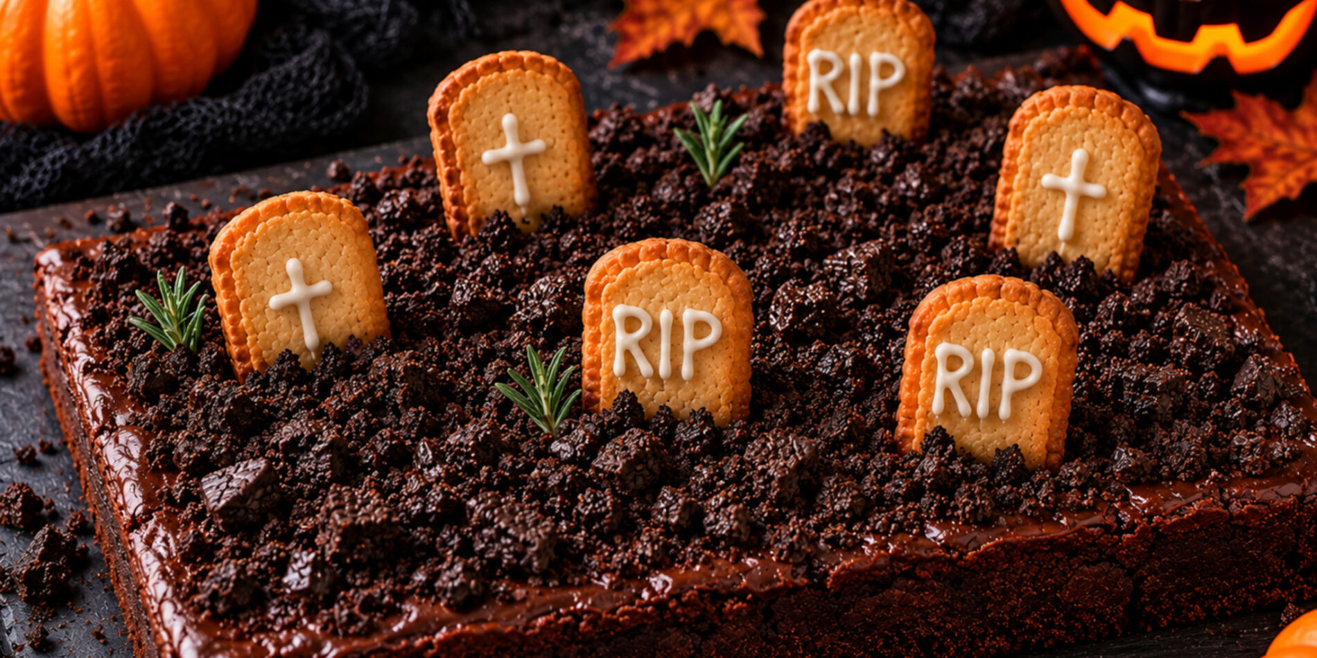 Brownie na Halloween z cmentarną dekoracją - propozycja przygotowania
