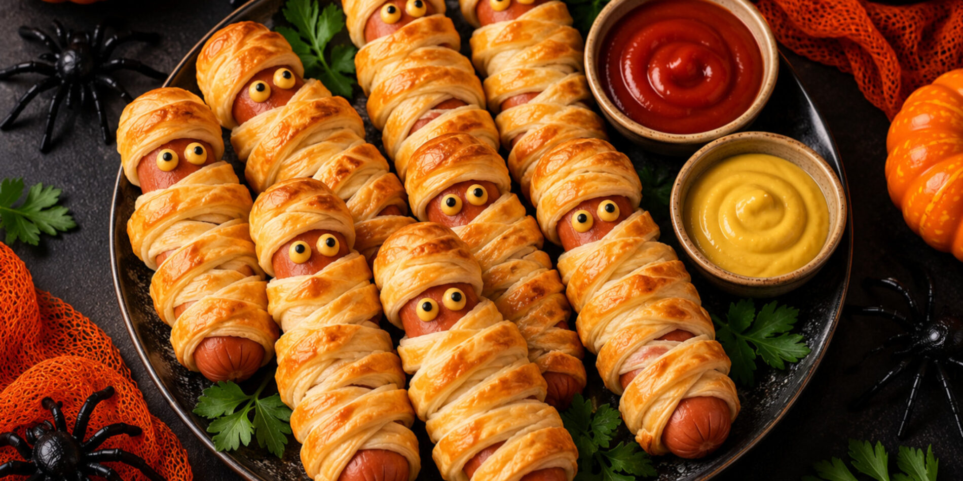 Parówki mumie na Halloween z ciasta francuskiego - propozycja przygotowania